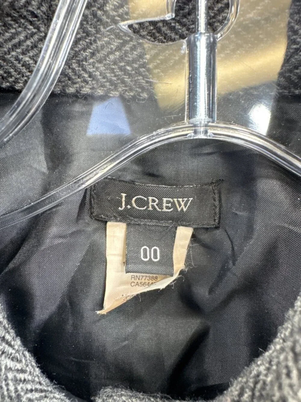 J.Crew Wool Herringbone Shirt Dress Size 00 Gray Gold Button Classic Minimalist